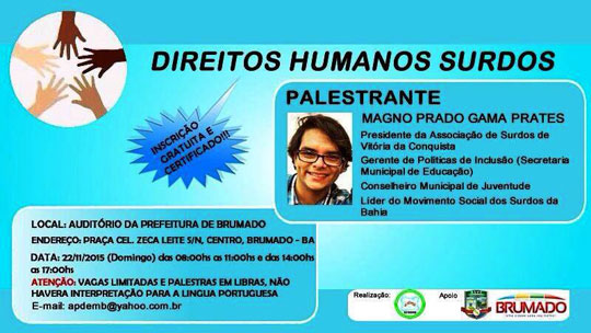 Brumado: Palestra sobre Direitos Humanos dos Surdos será realizada hoje (22)