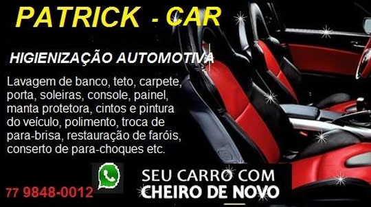 Brumado: Higienização automotiva é com Patrick Car