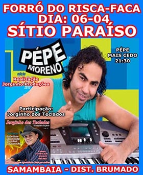 Brumado: Pepe Moreno no Sítio Paraíso neste sábado (06)
