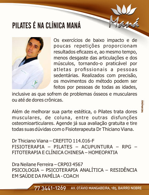 Pilates é na Clínica Maná em Brumado