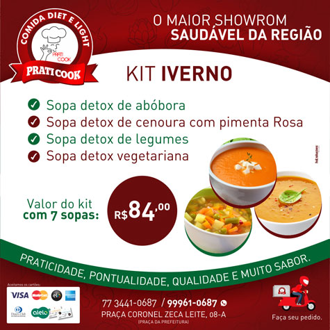 Praticook: Kit inverno inclui sete sopas detox por apenas R$ 84,00