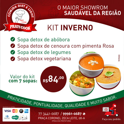 Praticook: Kit inverno inclui sete sopas detox por apenas R$ 84,00