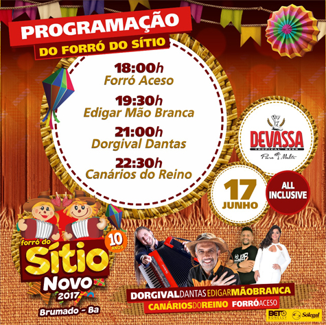 Programação oficial do Forró do Sítio Novo 2017 é divulgada em Brumado