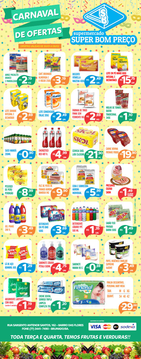 Confira as promoções do Carnaval de Ofertas do Supermercado Super Bom Preço