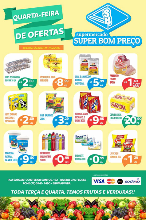 Confira as promoções desta quarta-feira (17) no Supermercado Super Bom Preço