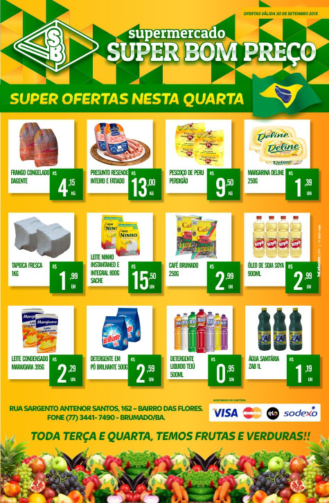 Confira as promoções desta quarta (30) no Supermercado Super Bom Preço