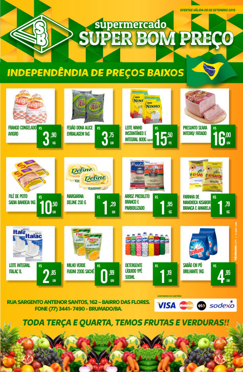 Confira as promoções desta quarta-feira (09) no Supermercado Super Bom Preço