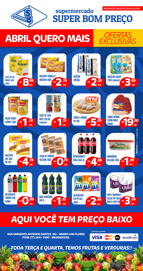 Confira as promoções da semana no Supermercado Super Bom Preço