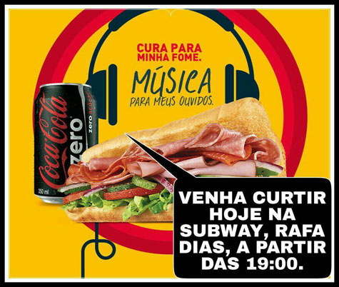 Brumado: Rafa Dias no Subway nesta quinta (2) a partir de 19h