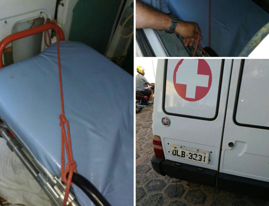 Maca é amarrada em ambulância que transporta pacientes de Rio do Antônio para Brumado