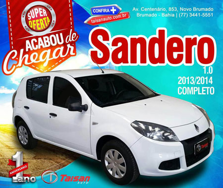 Sandero acaba de chegar na Taisan Auto em Brumado