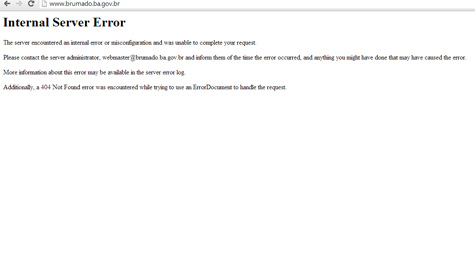 Site da prefeitura de Brumado apresenta falha e sai do ar novamente