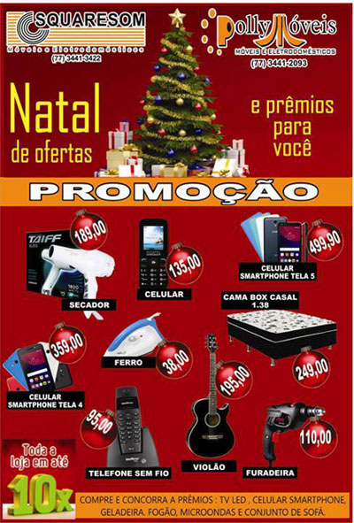 Promoção de Natal na Squaresom e Polly Móveis em Brumado