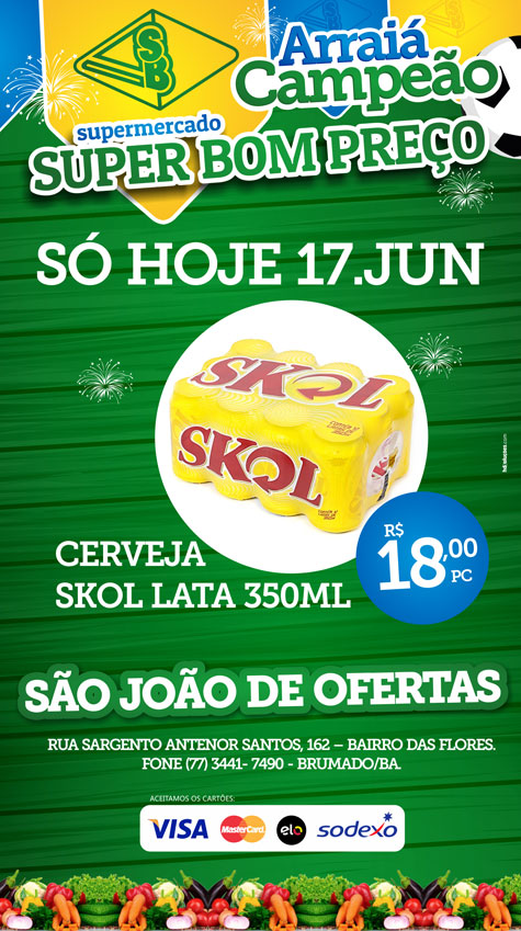 Brumado: Promoção de cerveja skol no Supermercado Super Bom Preço