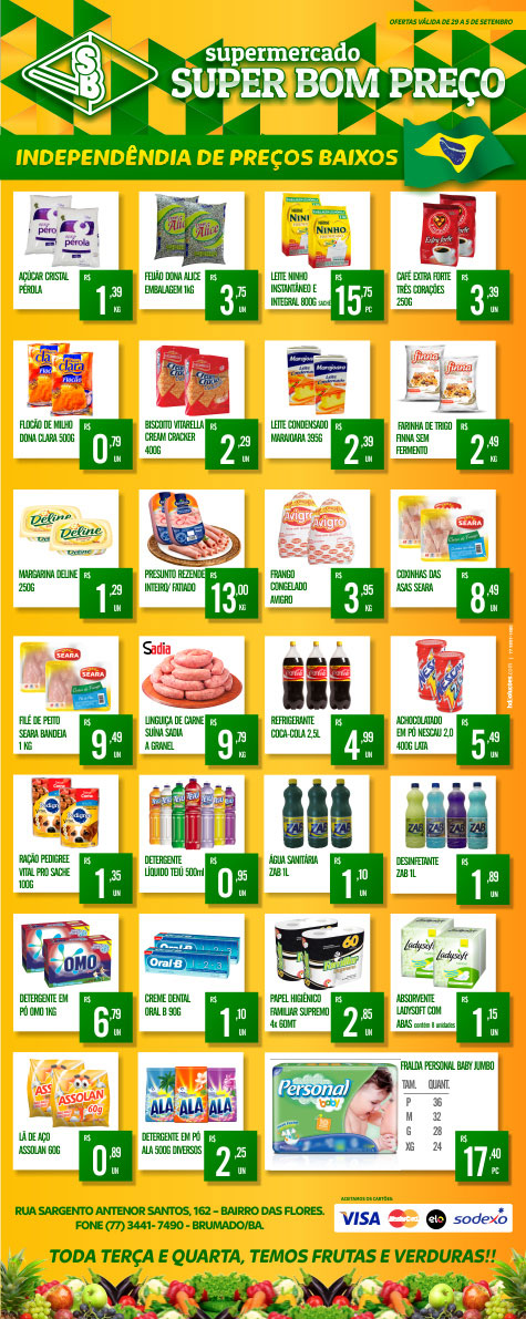 Independência de preços baixos no Supermercado Super Bom Preço em Brumado
