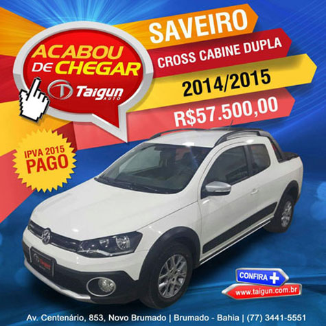 Saveiro Cross Cabine Dupla acaba de chegar na Taigun Auto em Brumado