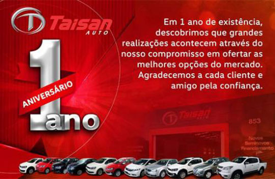 Taisan Auto comemora um ano de sucesso em Brumado 