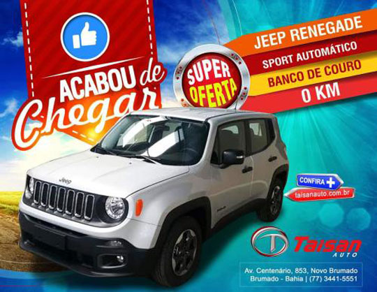 Jeep Renegade 0 KM acaba de chegar na Taisan Auto em Brumado