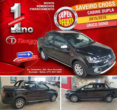 Saveiro Cross acaba de chegar na Taisan Auto em Brumado