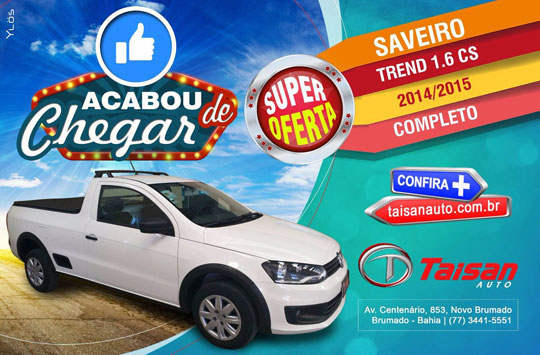 Saveiro Trend 1.6 CS acaba de chegar na Taisan Auto em Brumado