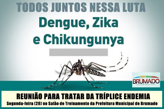 Prefeitura de Brumado realizará encontro sobre a Tríplice Endemia de dengue, zika e chikungunya