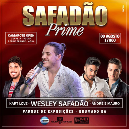 Safadão Prime será realizado dia 09 de agosto em Brumado